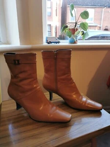 Vintage Nine West Y2K Tan Leather Stiletto Boots - Picture 1 of 8