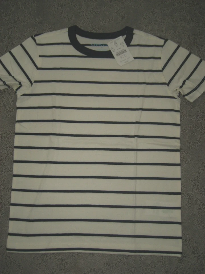 Nuevo Niño Crewcuts 6-7 Algodón Manga Corta Camisa Top Rayas Azul Marfil Foto 1 de 1