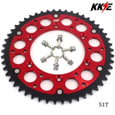 KKE Red 51T Hybrid Rear Sprocket For Suzuki RM125 RM250 RMZ450 RMZ250 DRZ400 - Image 1 of 4