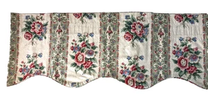 Green Stripe Floral Scallop Valance Curtain & Drapery Fashions 104 x 19 - Picture 1 of 4