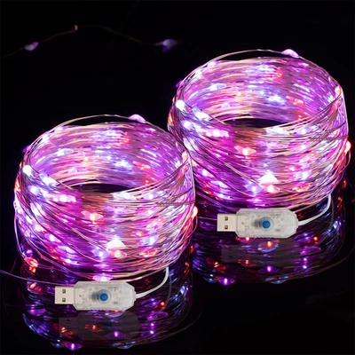 USB Plug-In Fairy Lights, 2 Pack 33Ft 100 Leds Mini String Lights with 8 Modes f - Image 1 of 4