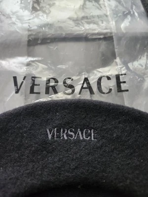 100%wool Made In ITALY -VERSACE BLACK BERET. - Image 1 of 4