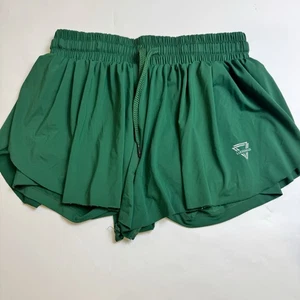 Luogongzi 2 in 1 fließende gefütterte Laufshorts Damengröße Medium grün Kordelzug - Bild 1 von 5