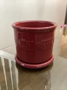 Longaberger Crock Woven Traditions Paprika Red 1 Pint W/Lid 4" Made in USA - Picture 1 of 4