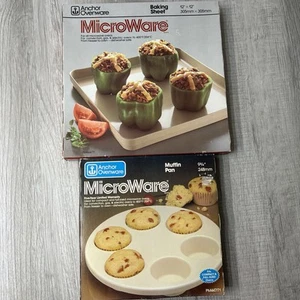 Vintage Anchor Lot Ovenware Microware Baking Sheet 12"x12" Microwave Muffin NEW - Picture 1 of 4