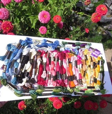 Lot 73 Embroidery Floss Thread MOSTLY DMC +JP Thread Various Colors few started - Image 1 of 4