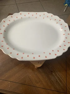 Piatto vintage 15" W.S. George White Blushing Rose Dalrymple fiore rosso vedi foto - Foto 1 di 19