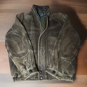 Bomber Nautica Aviator trapuntato foderato uomo 40 pelle morbida vintage retrò giacca - Foto 1 di 13