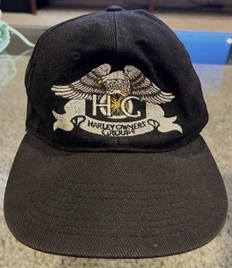 Vintage Harley Davidson HOG Baseball Cap Hat Eagle Patch Adjustable Strap - Picture 1 of 7
