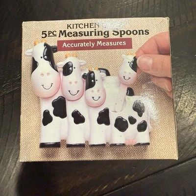 NWT Vintage J.S.N.Y. Kitchen Cows Novelty 4 Measuring Spoon Set NEW Sealed - Image 1 of 3