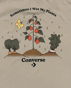 Converse Sometimes I Wet My Plants Unisex T-Shirt Tan Streetwear Skater Large - Picture 1 of 10