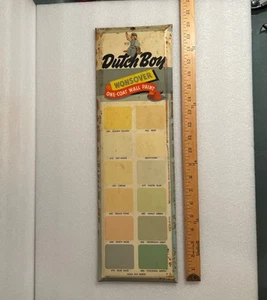 VINTAGE DUTCH BOY PAINT COLOR CHART CELLULOID OVER TIN SIGN - Picture 1 of 12