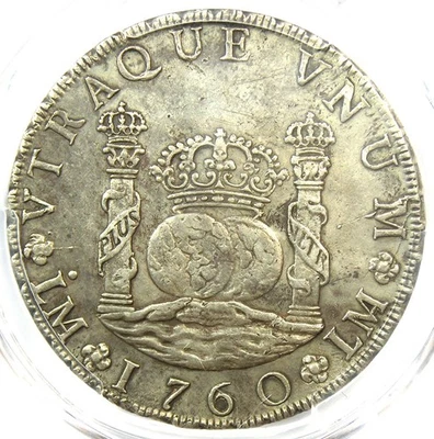 1760 Peru Pillar Dollar 8 Reales Silver Coin 8R - Certified PCGS AU Details - Image 1 of 4