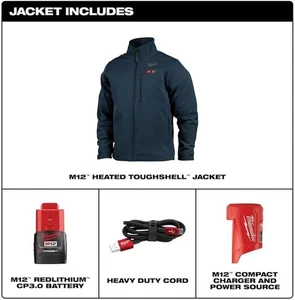 Milwaukee 204BL-21S M12 TOUGHSHELL  Cordless Heated Jacket KIT NAVY BLUE  size S - Picture 1 of 1