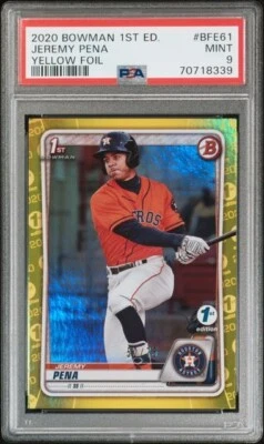 2020 JEREMY PENA BOWMAN 1ST EDITION [YELLOW FOIL]PSA {9} MINT#52/75 - Image 1 of 2