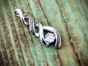 Eleganter & schöner Hochzeitsanhänger mit Diamanten und Blau ~ 925 Sterling Silber - Bild 1 von 12