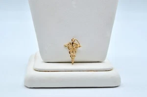 14K Yellow Gold Caduceus Medical Charm/Pendant. 0.8gr - Picture 1 of 4