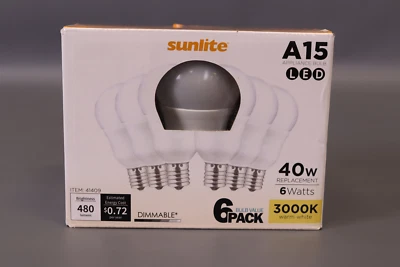 Sunlite LED A15 Light Bulb 6 Watts (40W Equivalent)Intermediate E17 Base -6Pack - Image 1 of 4