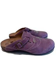Women's Dr. Andrew Weil US10 Mules Floral Lilac/gray Flowers Shoes Suede Flats36 - Picture 1 of 8