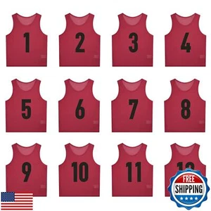 SHIJIXING 12 Pack(1-12) Numbered Pinnies/Scrimmage Vest/Team Practice Jerseys - Picture 1 of 5