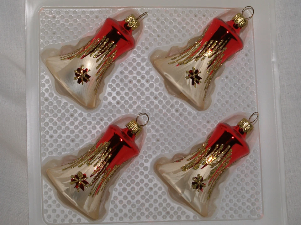 Christbaumschmuck Lauscha TRADITION Glocke mit Klöppel mundgeblasen 4fach - Bild 1 von 1