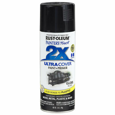 Rust-Oleum 249122 12-Oz Premium 2X Ultra-Cover Spray Paint, Gloss Black • 14.59$