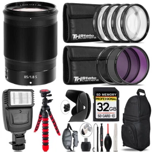 Nikon NIKKOR Z 85mm f/1.8 S Lens + Flash + Tripod & More - 32GB Accessory Kit - Picture 1 of 9
