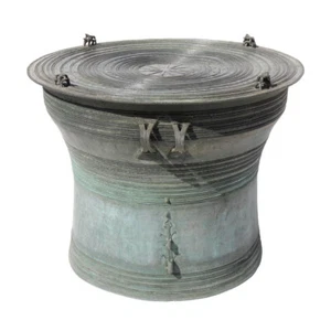 Antique Burmese Bronze 2-Frog Rain Drum - Picture 1 of 15