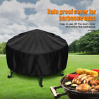 Patio Round Fire Pit Cover 112cm Uv Protector Waterproof Grill Bbq Cover Black