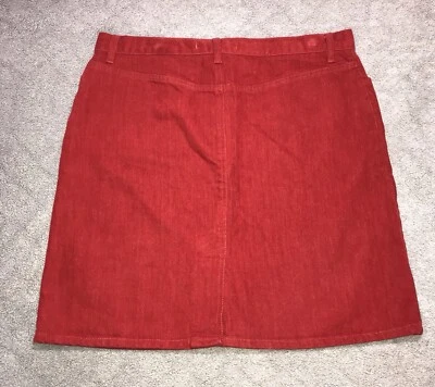Falda vaquera roja Tommy Hilfiger vintage para mujer imitación gamuza 36” cintura talla 16 Navidad Foto 1 de 4
