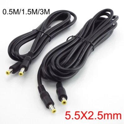 12V DC Power supply cable wire male to male 5.5 x 2.5mm connector for pc laptop - Image 1 of 4