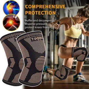 Copper Knee Brace for Joint Pain Relief,Meniscus Tear,Running,Working Out 1/2pcs - Picture 1 of 24