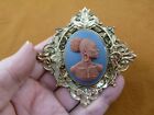 (CA20-74) RARE African American LADY blue + brown CAMEO oval brass Pin Pendant