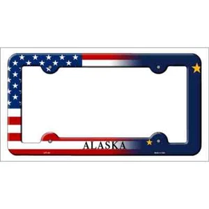 Marco de placa de metal novedoso bandera americana de Alaska - Imagen 1 de 1