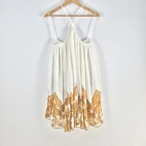 H&M womens slip dress size L aus 12 white floral sleeveless knee length 089751 - Picture 1 of 8