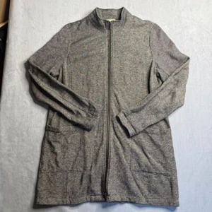 Eileen Fisher Jacket Womens M Gray Micro-Stripe Cozy Hemp Textured Jersey - Picture 1 of 10