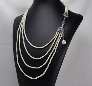 COLLANA DI PERLE CHIUSURA IN ARGENTO CON PERLE D'ACQUA DOLCE 3 mm AGDV 087 - Foto 1 di 3