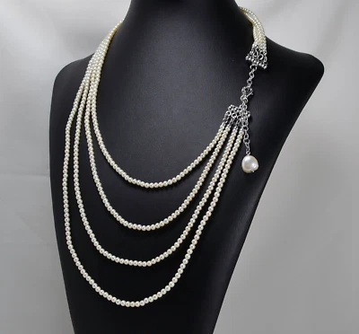 COLLANA DI PERLE CHIUSURA IN ARGENTO CON PERLE D'ACQUA DOLCE 3 mm       AGDV 087 - Immagine 1 di 3