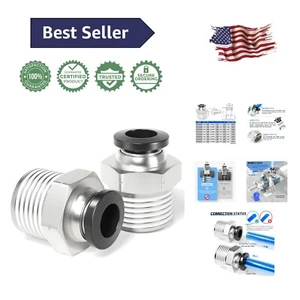 Efficient Straight Push-In Fittings 3/8" Tube OD x 1/2" NPT Thread - Pack of 10 - Picture 1 of 9