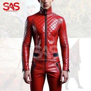 Traje clásico de cuero de cordero rojo para hombre - Imagen 1 de 4