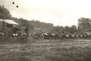 WWI Army Soldiers With Motorcycles Truck Photograph - Picture 1 of 3