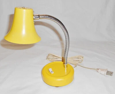 Vtg 1960s Yellow Gooseneck Desk Lamp Flexible Neck MCM Table Reading Night Light - Image 1 of 4