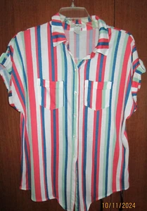 Love Potion Striped Blouse Top Sz Large 100% Polyester Bust 46 Length 26 in - Picture 1 of 5