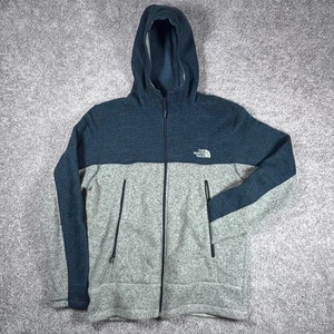 Suéter con capucha y cremallera completa The North Face para hombre chaqueta polar azul jaspeado gris L - Imagen 1 de 11