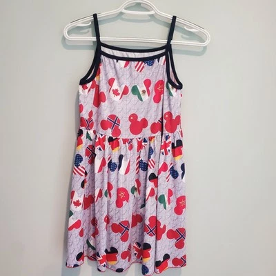 Disney Mickey Mouse Around The World Patterned Dress Grey/Multi Girls 10-12  - Image 1 of 4