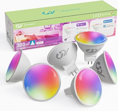 GY Alexa Glühbirne Smart Lampe GU5.3 MR16, 12V AC/DC WLAN LED Kompatibel mit ... - Bild 1 von 4