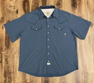 Rowel Western Pearl Snap Shirt 3XL Blau Kurzarm Stretch Passe Taschen - Bild 1 von 9