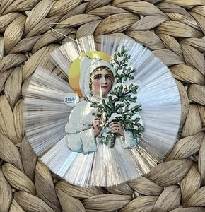 Antiguo adorno de estrella de vidrio hilado troquelado ángel alemán 1900 victoriano - Imagen 1 de 11