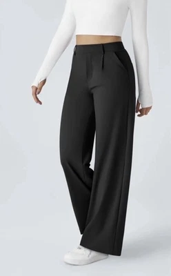 Pantalones de trabajo Halara cintura alta pierna recta negros nuevos con etiquetas, talla pequeña Foto 1 de 4