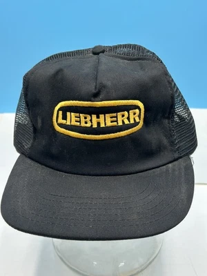 Gorra Liebherr Crane de malla negra con tirantes Con Expo Con Ag gorra de espuma vintage EE. UU. Foto 1 de 4